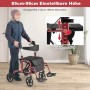 Costway Rollator, faltbar, rot, mit Sitz und Tasche. 2-in-1 Rollstuhl für Sport & Fitness.