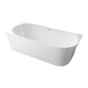 Freistehende, weiße Acryl Badewanne NOVA SLIM LINE, 150x78 cm, für Eckeinbau links.