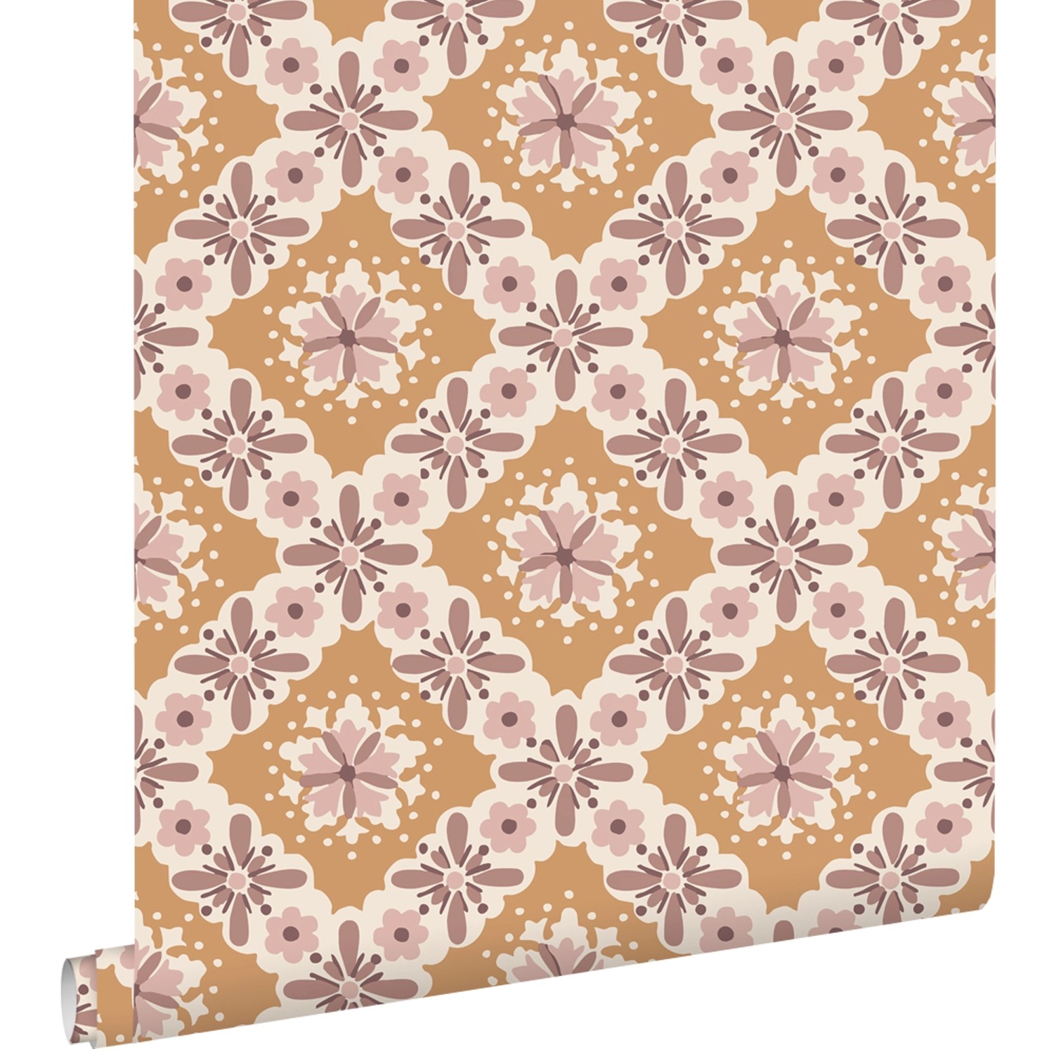 ESTAhome Tapete Blumenmuster Orange und Lila 50 x 900 cm günstig online kaufen