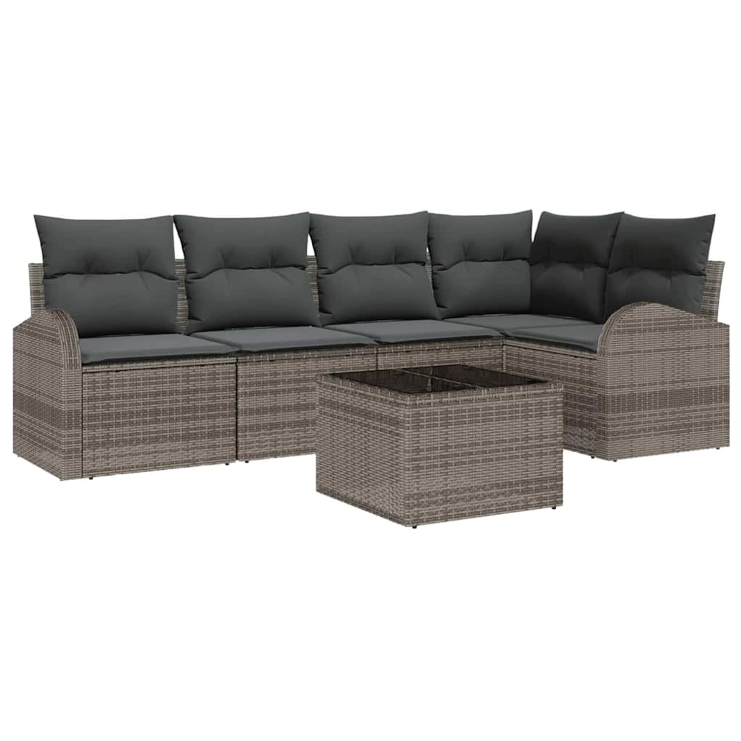 vidaXL Garten-Sofa-Set mit Kissen 6-Tlg Grau Poly Rattan 3346049 günstig online kaufen