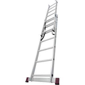 Krause Corda Vielzweckleiter 3x6 Sprossen, Treppenversion, aus Aluminium, als Anlege-, Schiebe- und Stehleiter nutzbar.