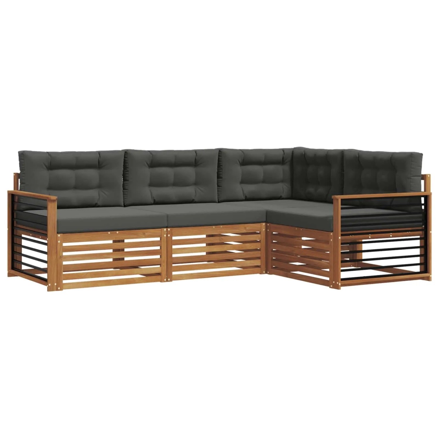 vidaXL Outdoor-Sofagarnitur mit Kissen 4-Tlg Natur und Anthrazit 3373392
