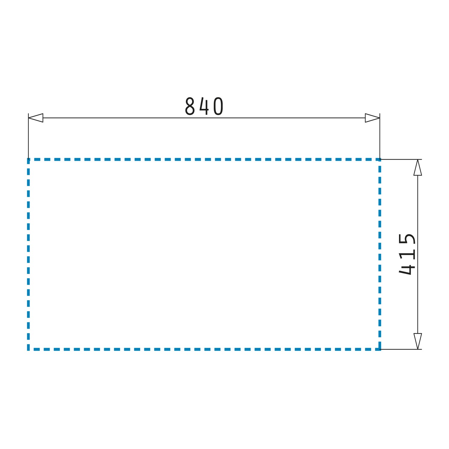 Skizze der Pyramis Einbauspüle CA, 86x43,5cm, Edelstahl, mit Maßangaben.