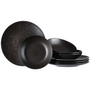 Ritzenhoff & Breker Kitwe Tafelservice, 8-teilig, schwarz, mit Speisetellern und Suppenschalen.