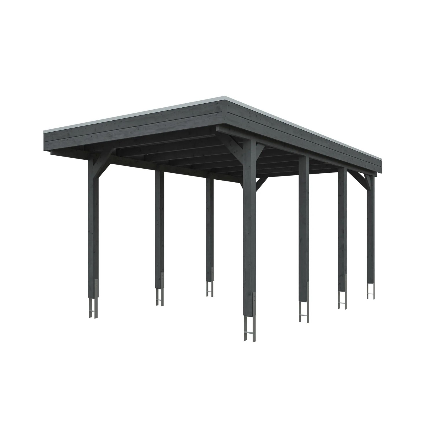 Skan Holz Carport Friesland mit Stahl-Dachplatten 320 cm x 555 cm Schiefergrau