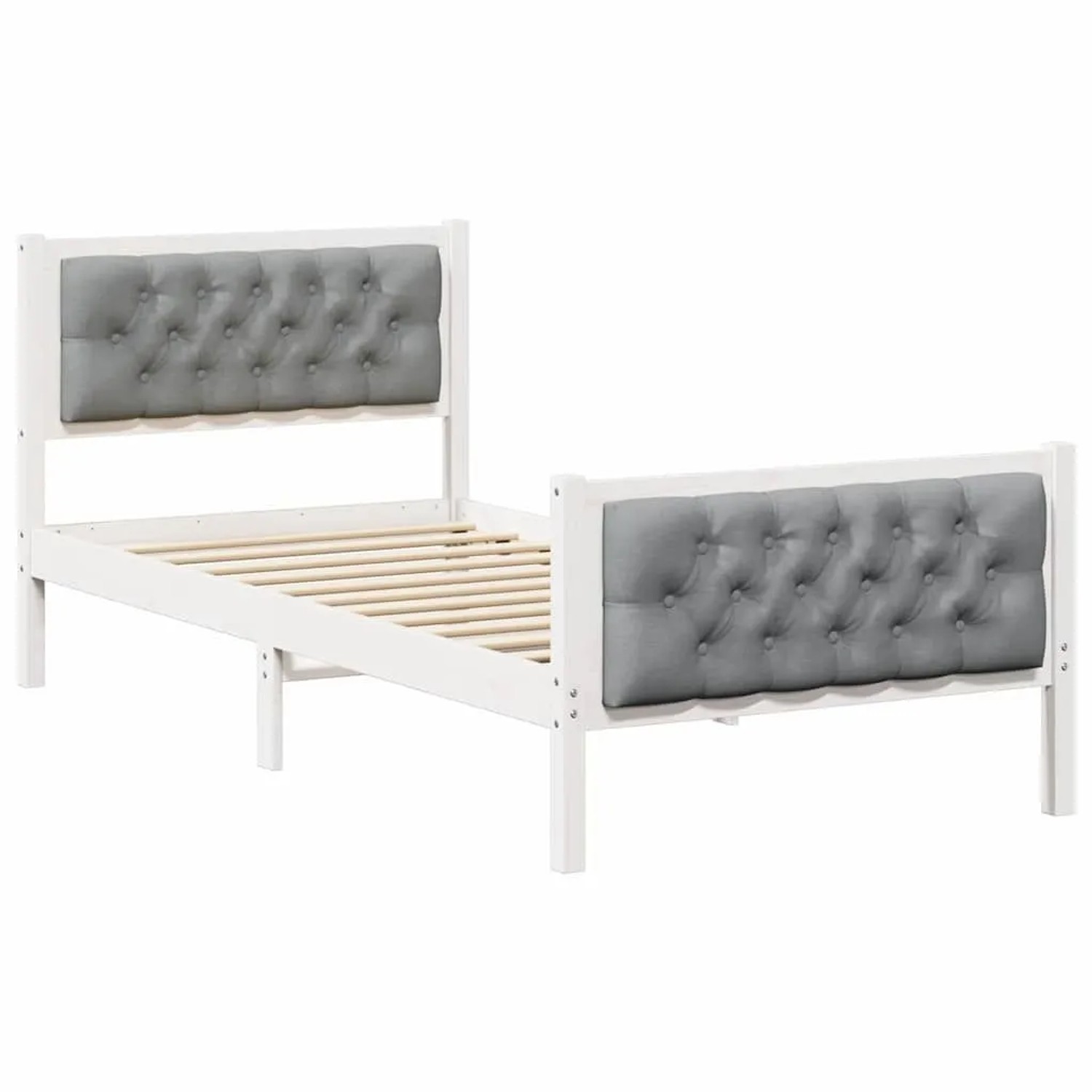 vidaXL Bettrahmen Hellgrau 90 x 200 cm Massives Kiefernholz 878428