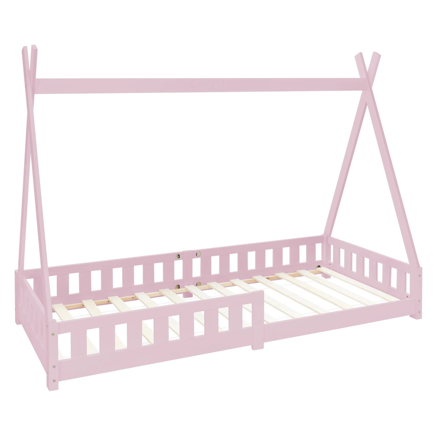 ML-Design Kinderbett Tipi 90x200 cm Rosa mit Rausfallschutz Lattenrost