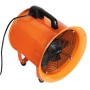 Oranger MAXBLAST Industrieventilator 300mm mit Tragegriff und Gummifüßen.