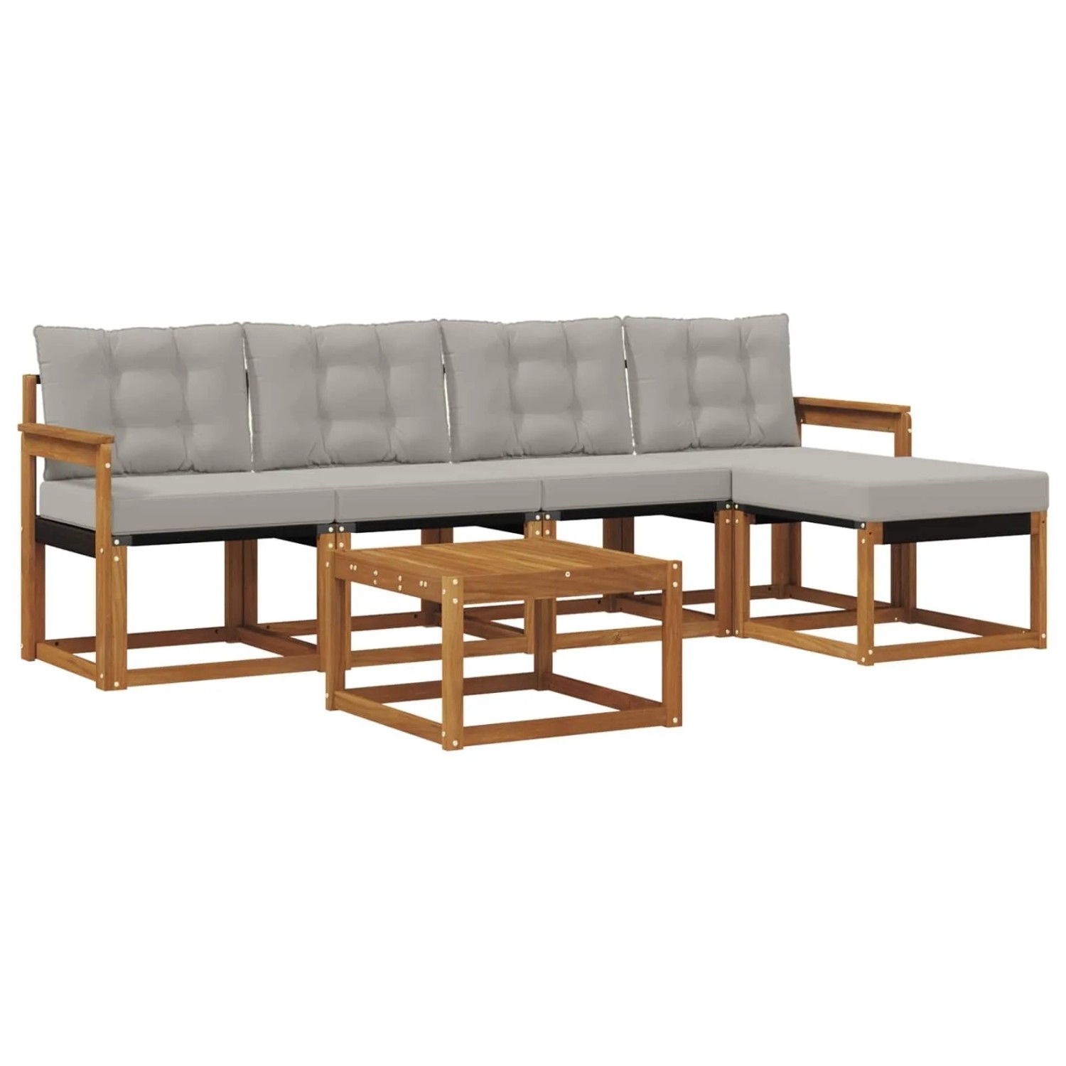 vidaXL Outdoor-Sofagarnitur mit Kissen 6-Tlg Natur und Hellgrau 3368586