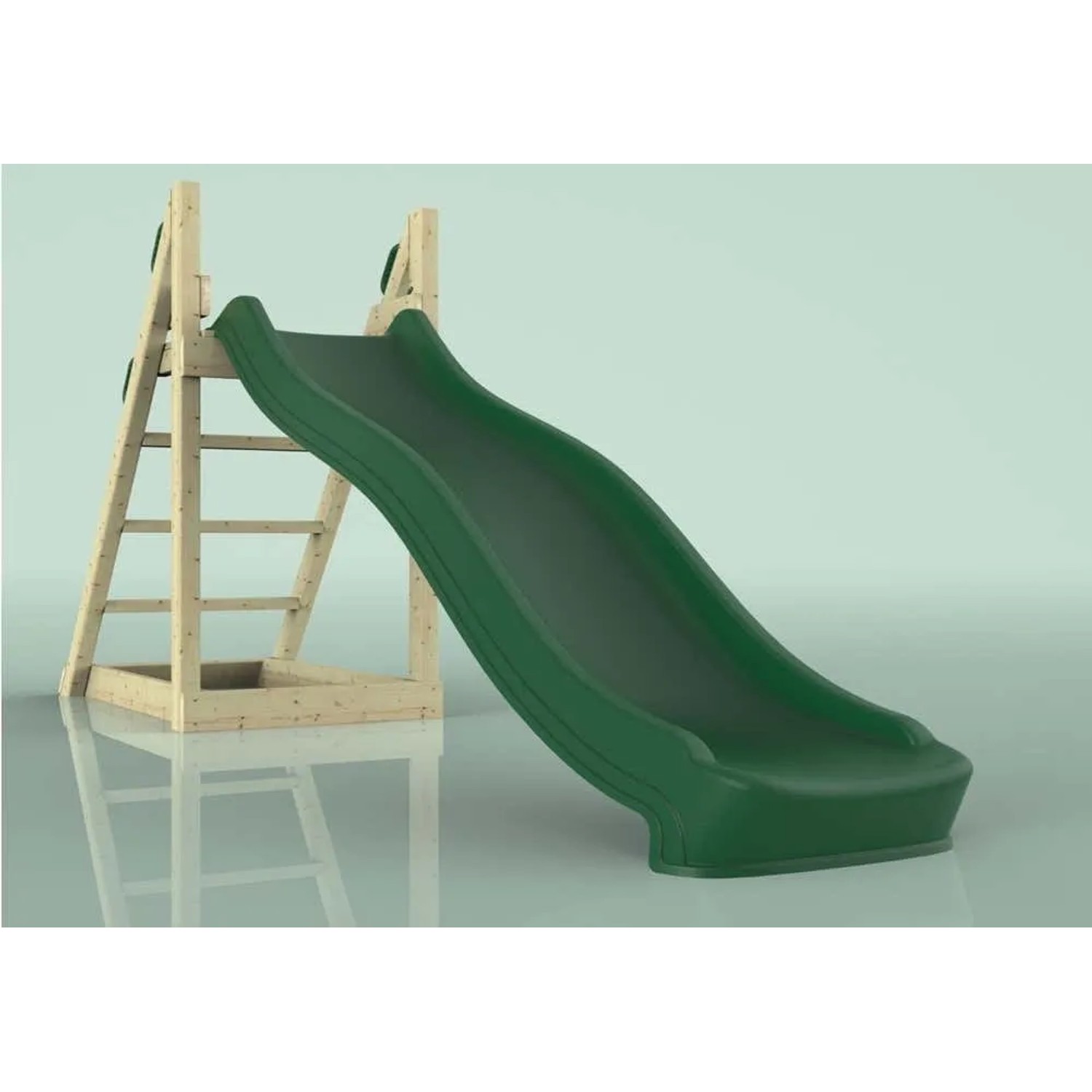 Dunkelgrüne OutdoorToys Rutsche Kolibri (220cm) mit Holzleiter für Spieltürme & Spielanlagen.