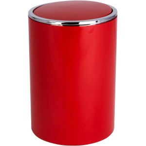 Roter Wenko Schwingdeckeleimer Inca, 5 l, mit Chromrand für Bad oder Küche.