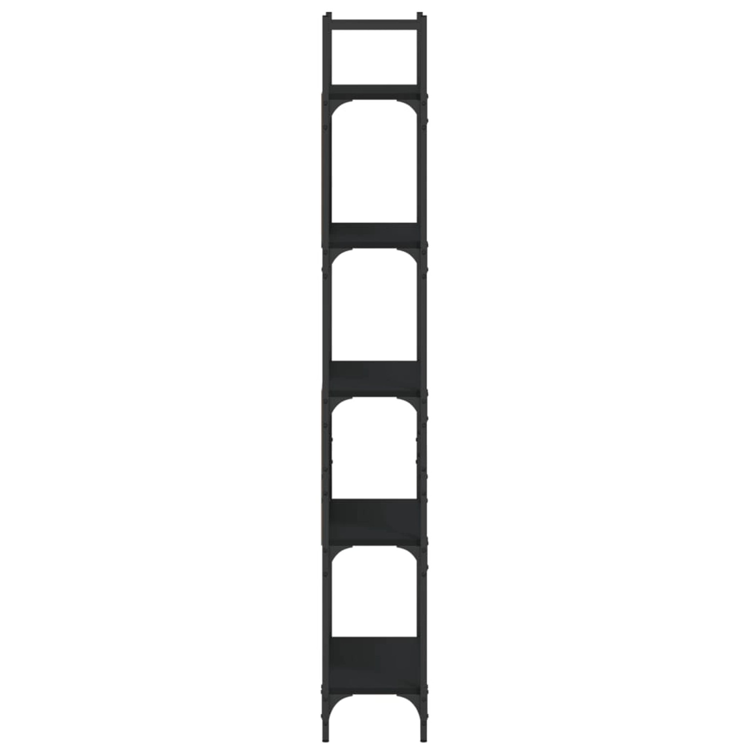 Schwarzes VidaXL Bücherregal mit 5 Böden aus Holzwerkstoff, 60,5x24x166,5 cm.