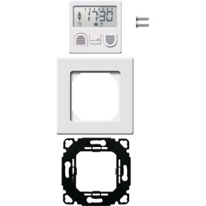 Schellenberg Rollladen Zeitschaltuhr Standard mit Rahmen und Befestigungsmaterial.