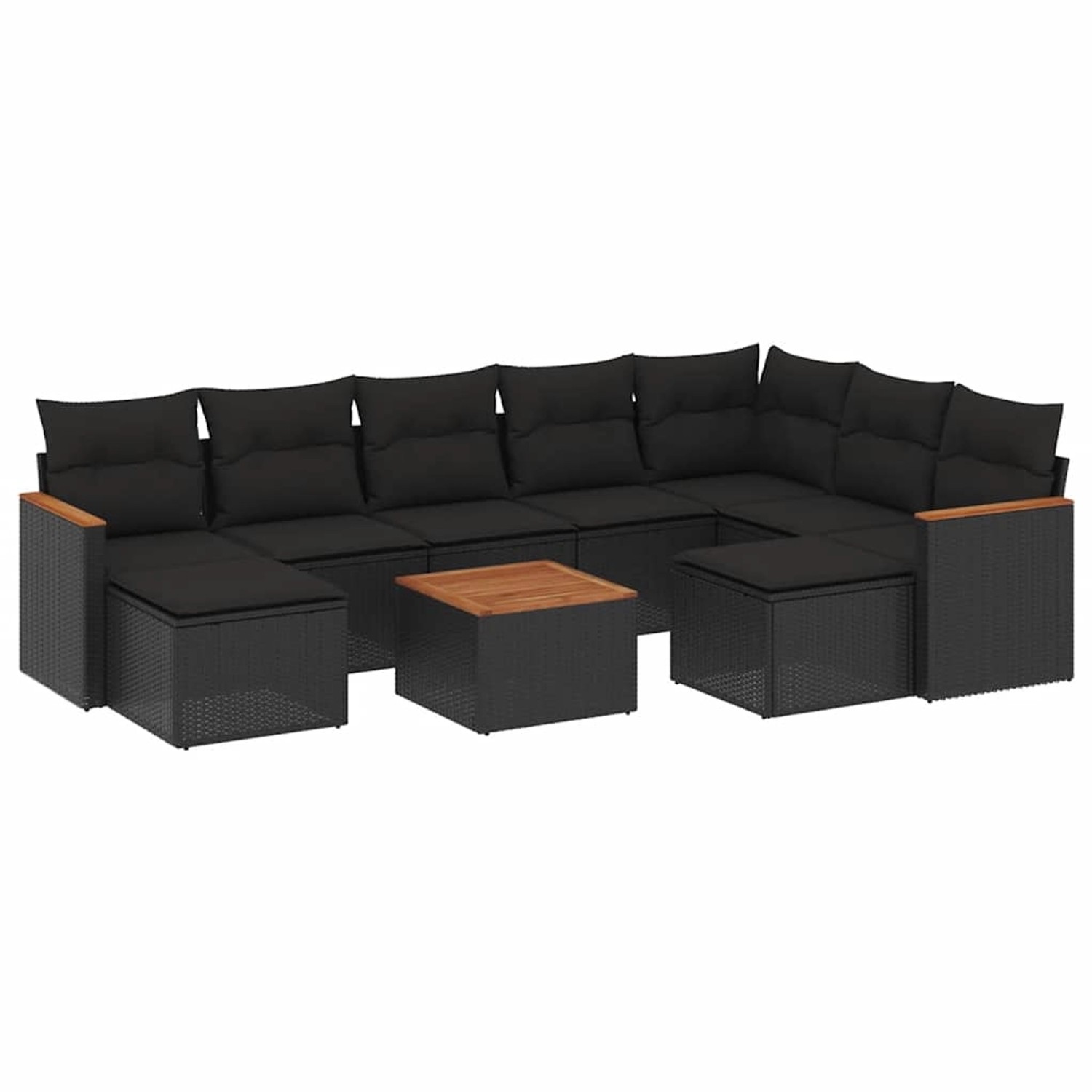 vidaXL 10-Tlg Garten-Sofagarnitur mit Kissen Schwarz Poly Rattan 3258947 günstig online kaufen
