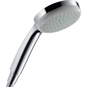 Hansgrohe Croma 100 Handbrause Mono EcoSmart, Chrom-Finish, Nahaufnahme.