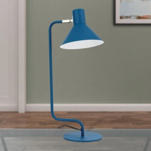 Blaue Orion Tischleuchte Victoria mit E14 Fassung für Schreibtisch oder Nachttisch.