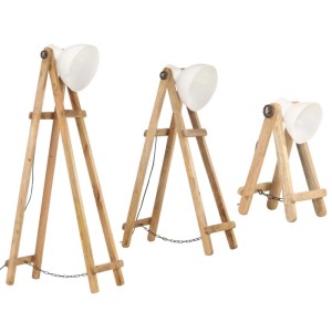 vidaXL Stehlampen 3 Stk Weiß E27 Mango Massivholz 320594