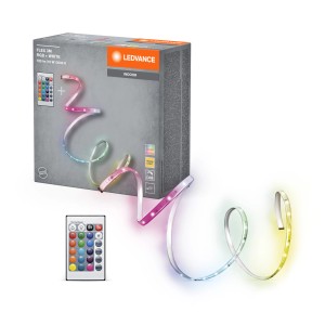 Ledvance LED-Strip Flex RGB mit Fernbedienung, 3m. LED Streifen und Verpackung.