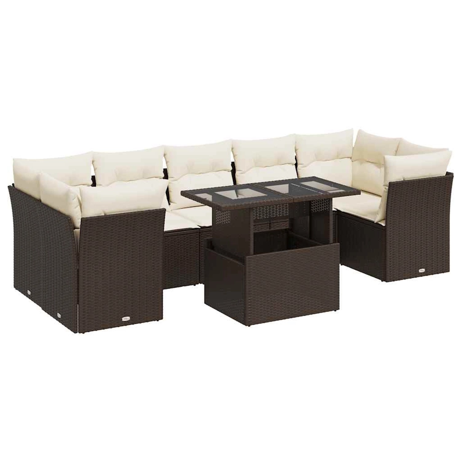 vidaXL 8-Tlg Garten-Sofagarnitur mit Kissen Braun Poly Rattan 3326124 günstig online kaufen