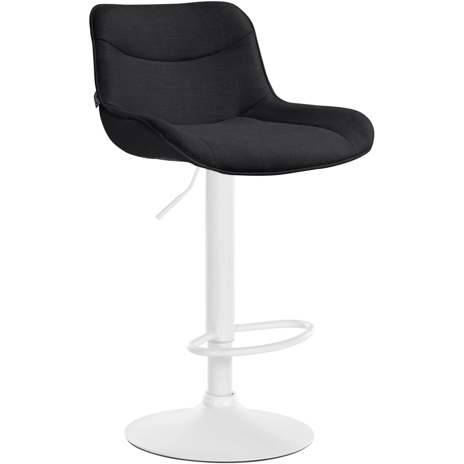 DELUKE Barhocker RAGAD Stoff Schwarz 49x51x85cm Weiß Barstuhl Höhenverstellbar Mit Lehne Drehbar Tresenhocker Tresenstuhl