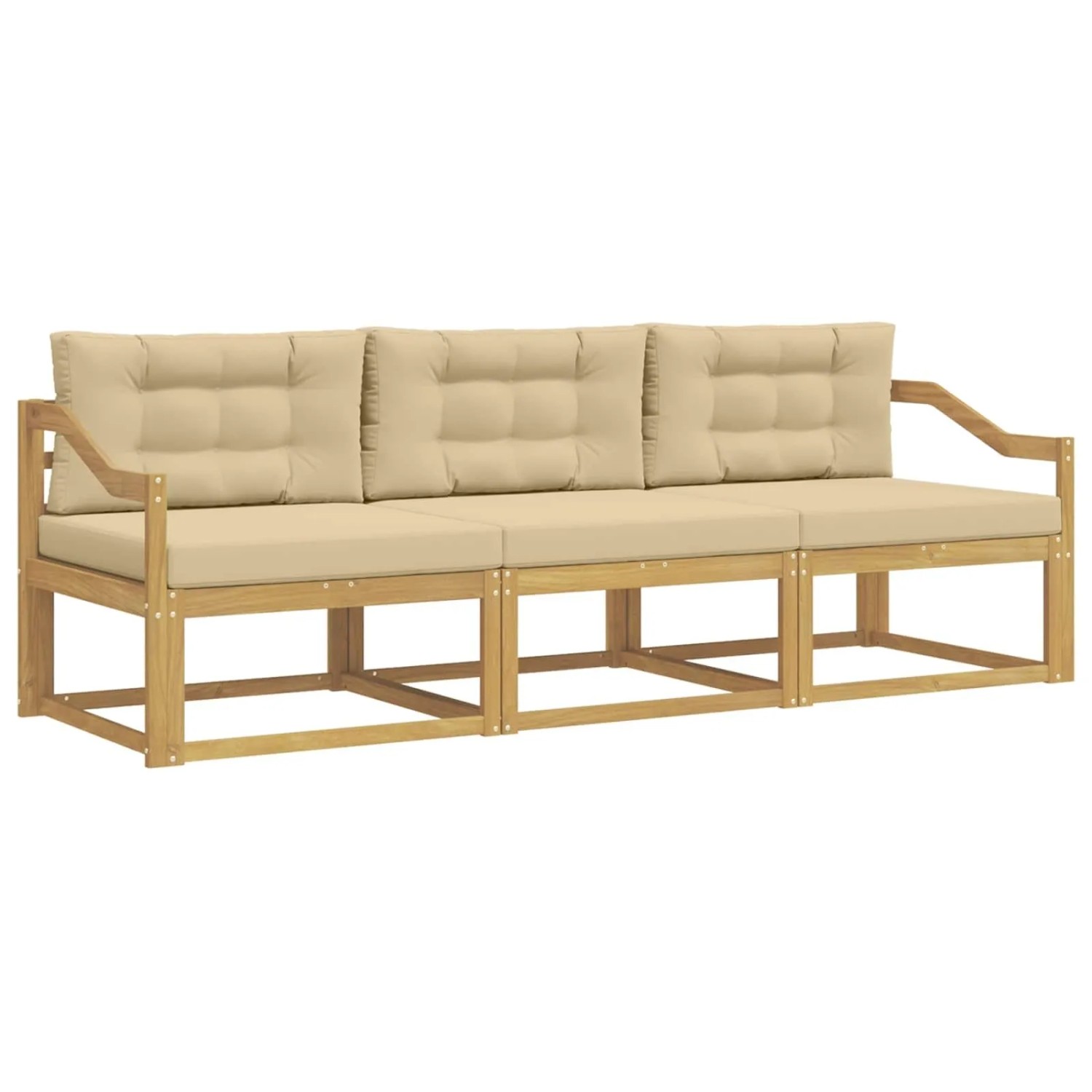 vidaXL Outdoor-Sofagarnitur mit Kissen 3 Stk Weiß und Beige Polyester 3386007