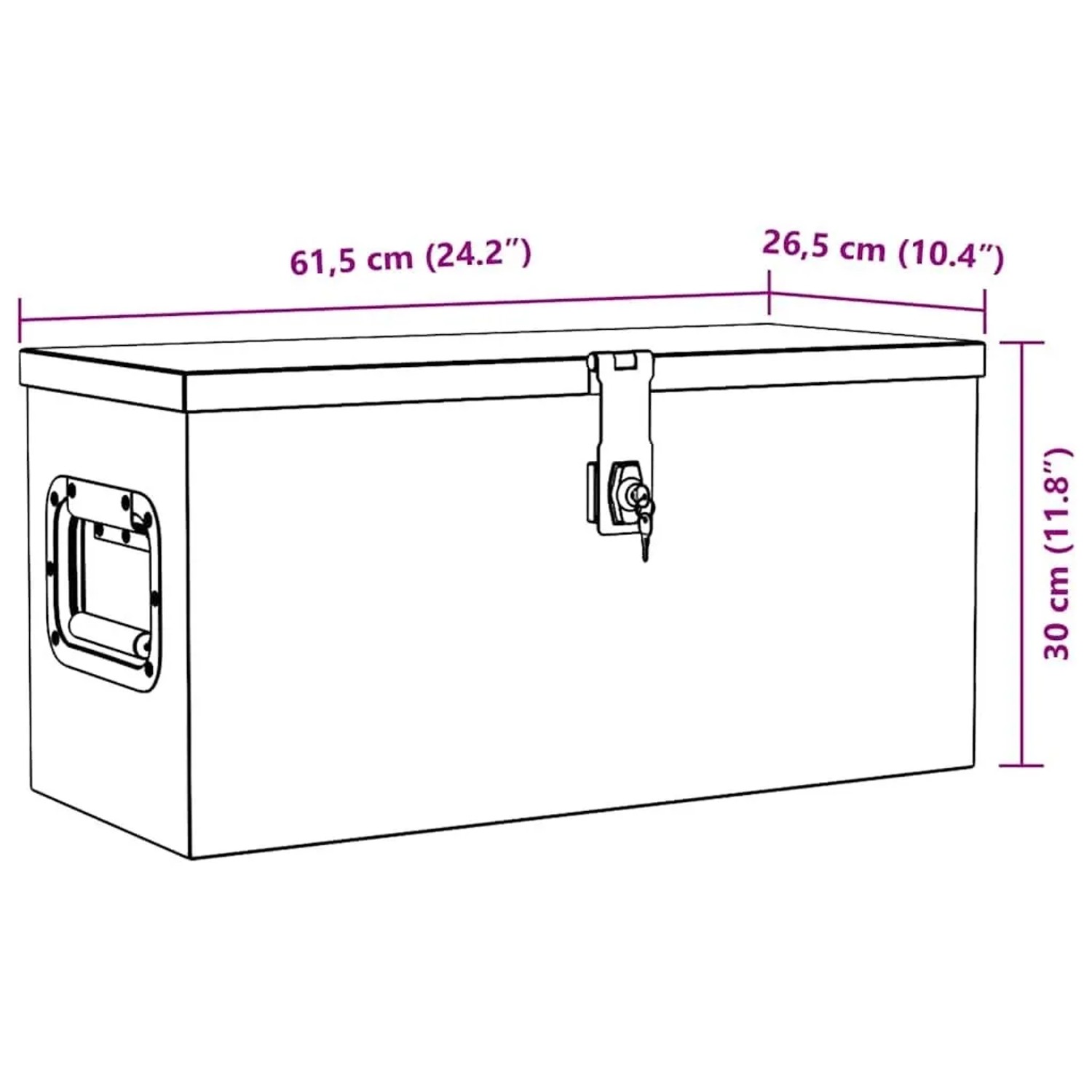 DELUKE Aluminiumbox Mit Deckel Abschließbar Alubox Deichselbox Alu Anhängerbox Werkzeugkiste Transportbox Metallkiste 61,5x26,5x30cm Silber_7