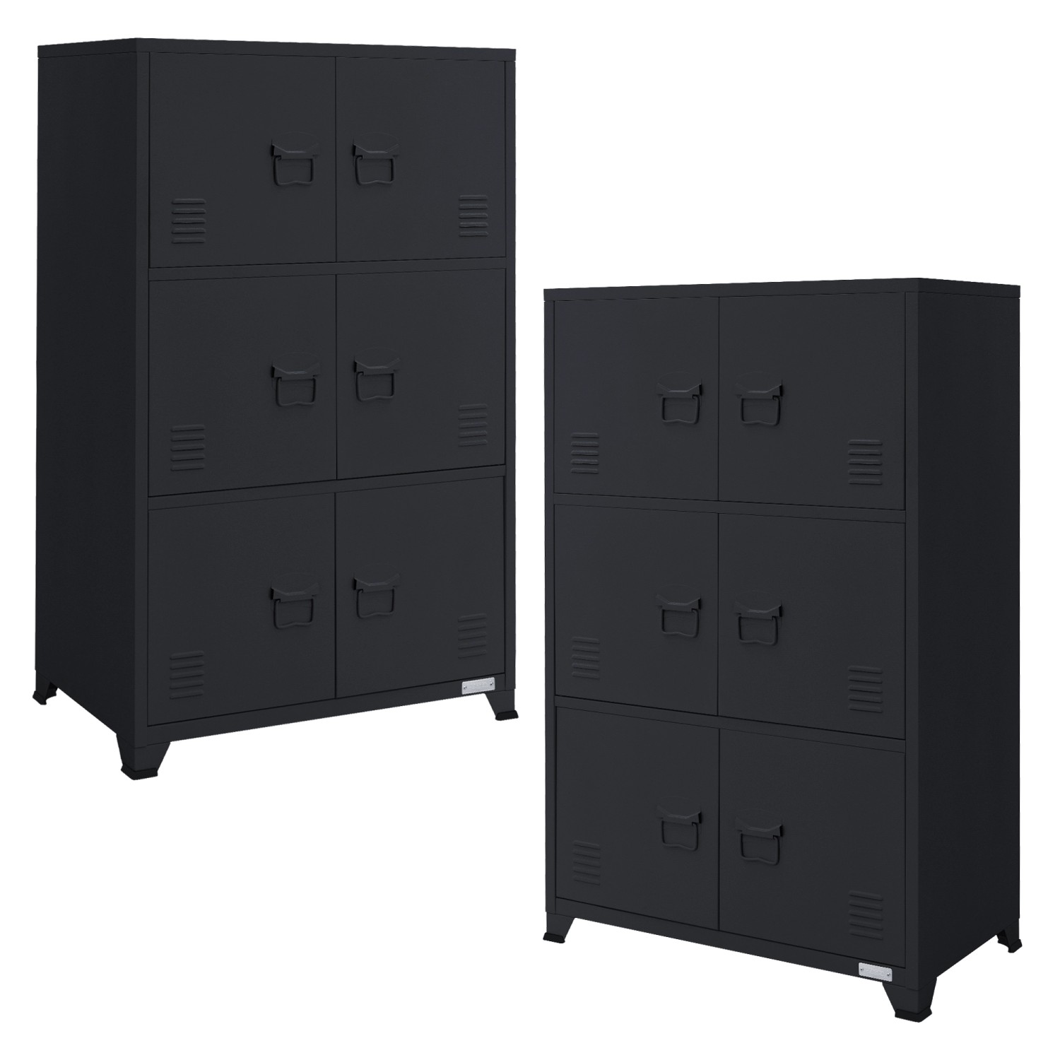 ML-Design 2Er Set Aktenschrank 75x40x120cm Anthrazit Stahl Freistehend
