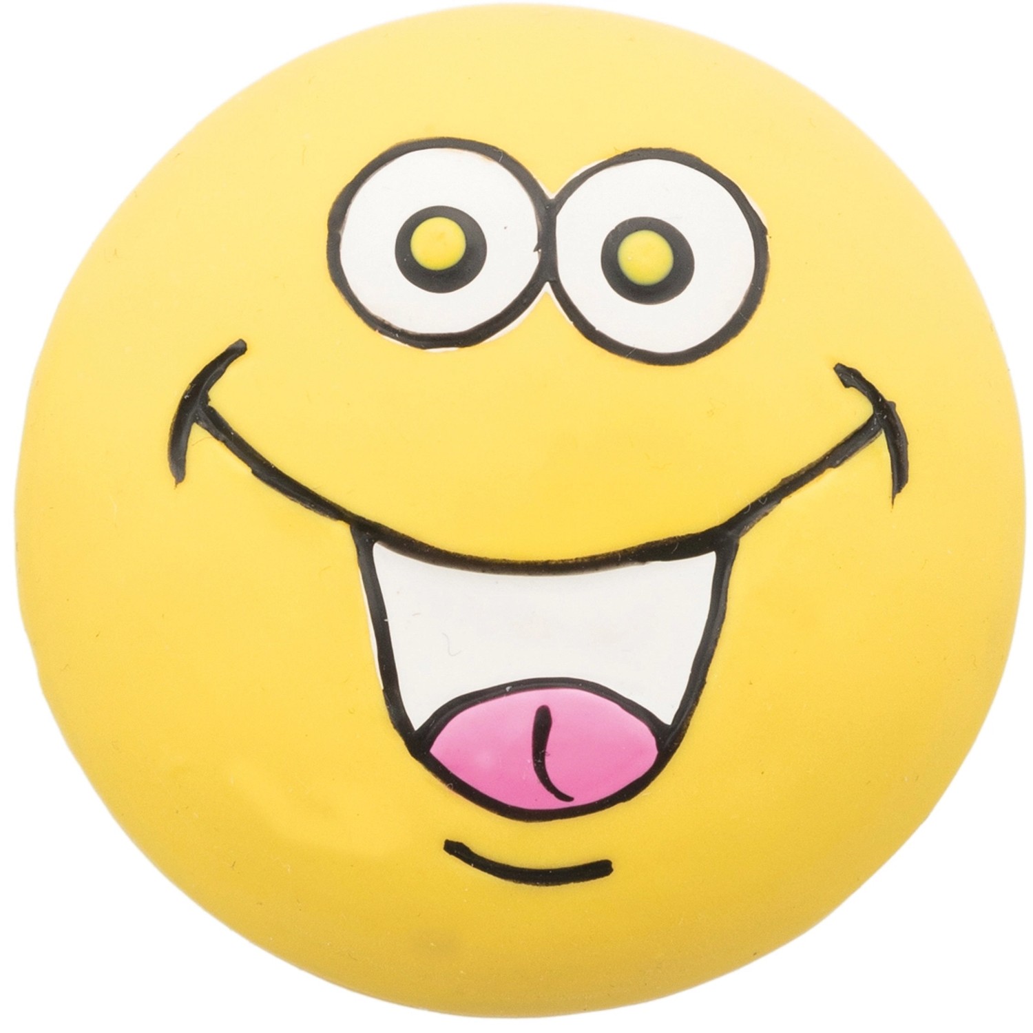 Gelber Jollypaw Smiley Latex Ball, Ø 5 cm, Kauspielzeug für Hunde.