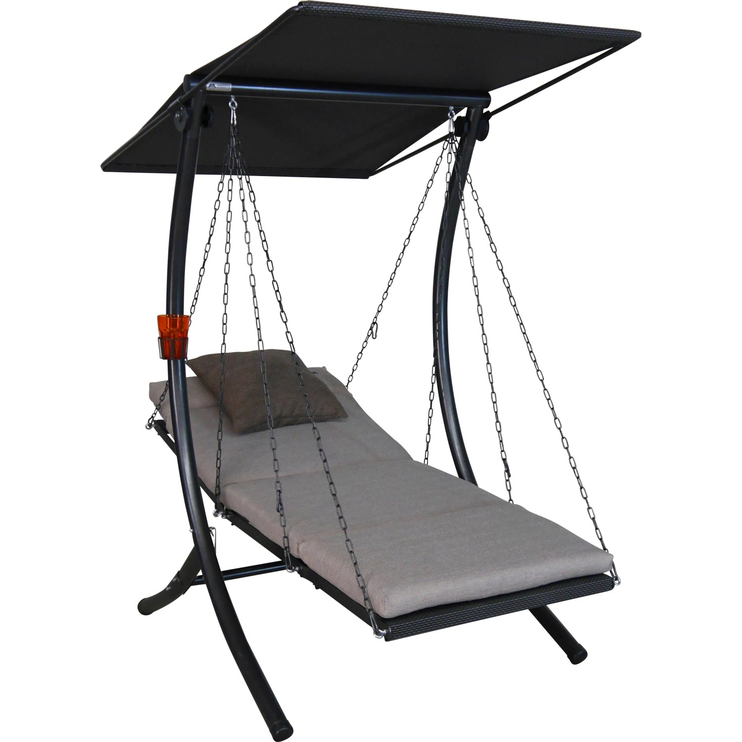 Angerer Hollywoodschaukel Swing Smart Sand, 1-Sitzer mit Sonnendach und bequemer Liegefläche.