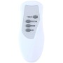 Fernbedienung für Standventilator, weiß, mit Tasten für Timer, Geschwindigkeit, Modus und Aus.
