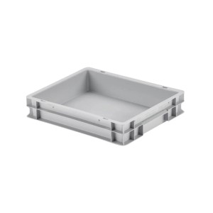 Graue Eurobox (9 Liter) aus dem 5er SuperSparSet, eine robuste Aufbewahrungsbox mit Deckel und geschlossenem Griff.
