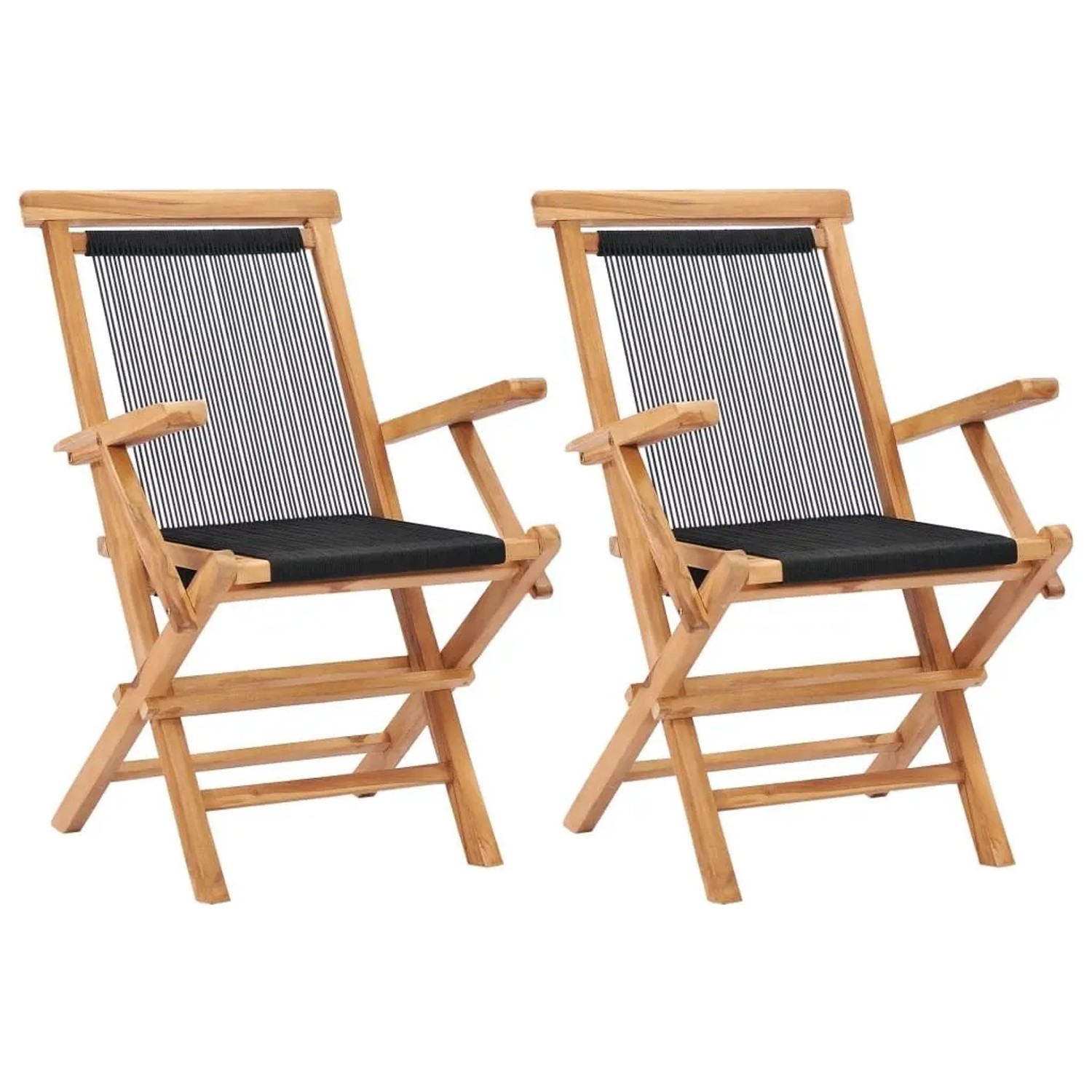 vidaXL Klappbare Gartenstühle 2 Stk Massivholz Teak und Seil 49362