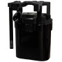 Dennerle Scaper's Flow Rucksackfilter für Aquarien, komplett in Schwarz mit Zubehör.