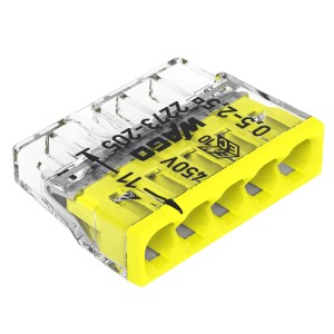 Wago Verbindungsdosenklemme, 5-polig, gelb, für Leiter von 0,5-2,5 mm².