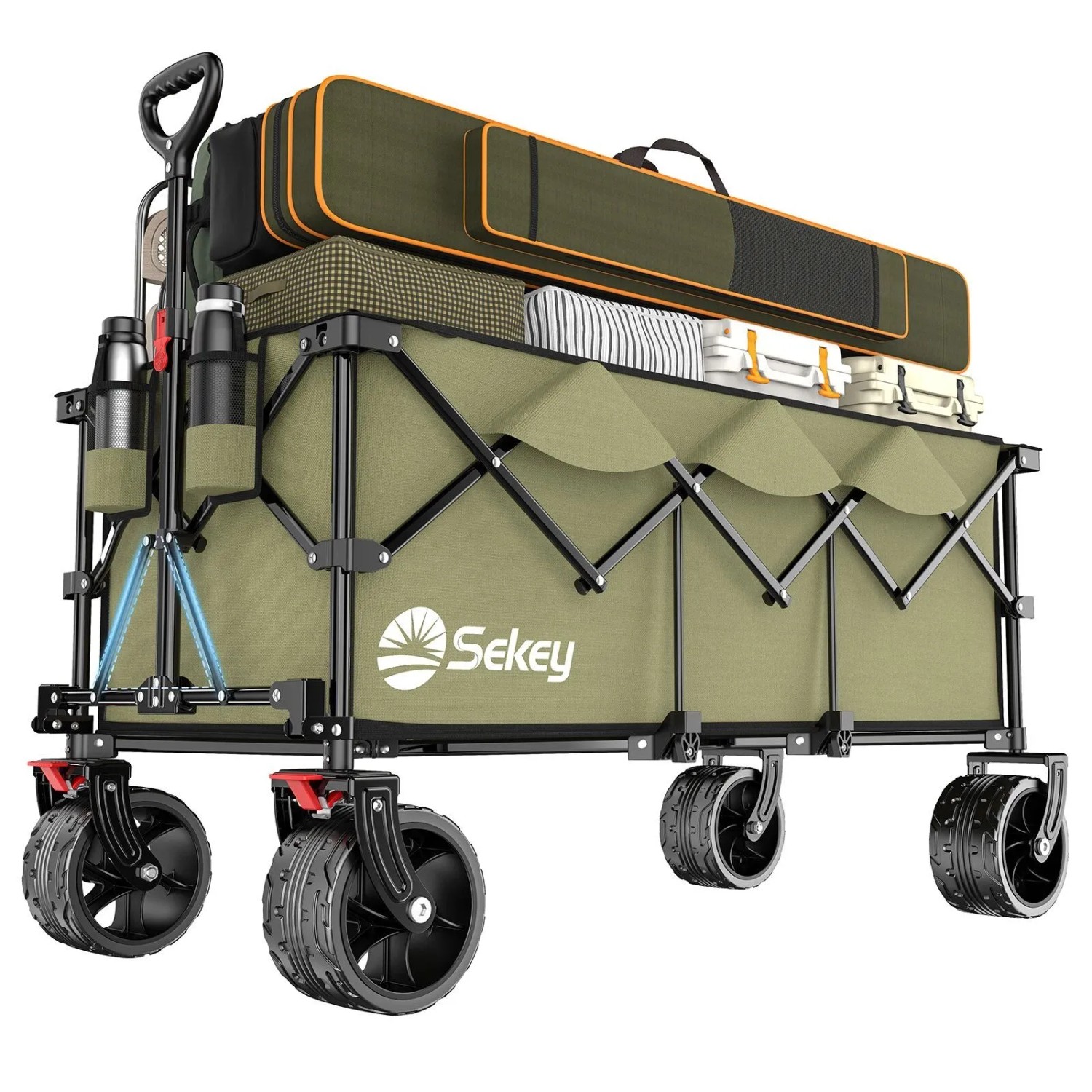 Sekey XXXL Bollerwagen Faltbar 200KG 300L Olivgrün