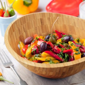 Relaxdays Salatschüssel Bambus Natur 29 cm x 27,5 cm x 12 cm