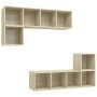 VidaXL TV-Schrank-Set, 4-teilig, Sonoma-Eiche, Holzwerkstoff, bestehend aus mehreren offenen Fächern.