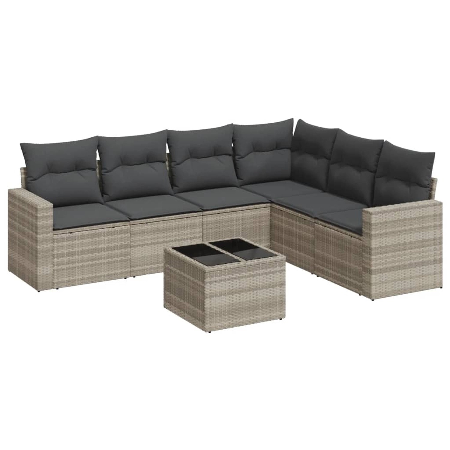 vidaXL 7-Tlg Garten-Sofagarnitur mit Kissen Hellgrau Poly Rattan 3219012 günstig online kaufen