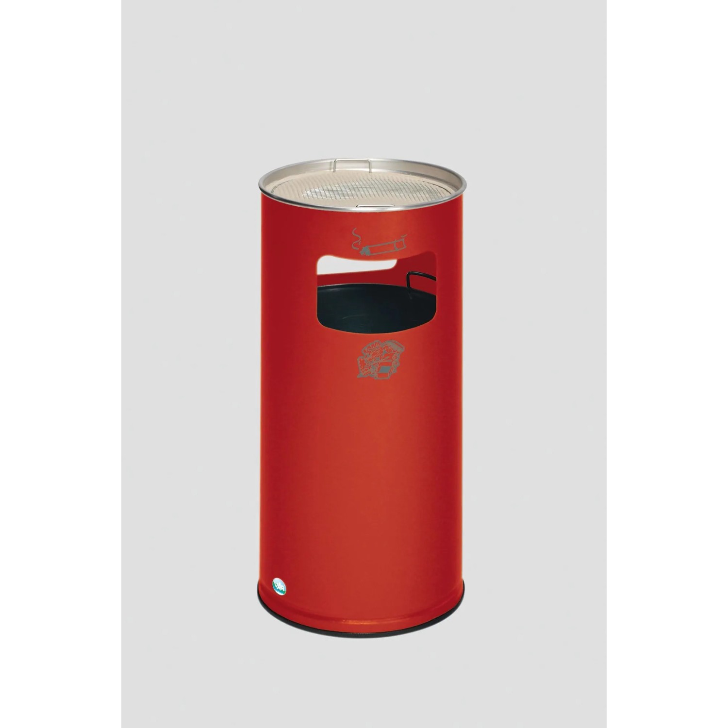 PROREGAL Klassischer Kombiascher Rund HxBxT 70 x 32 x 32 cm Verzinkter Stahl Rot