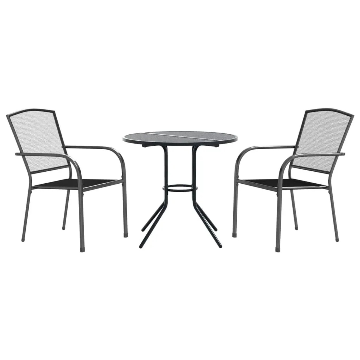 Furnicato Gartenstuhl-set 3-tlg Stapelbar Pulverbeschichteter Stahl