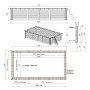 Technische Zeichnung ALTANKA Holzpool Aqua 7x3,75 m, GRAU, mit Maßen und Details zum Einbau.