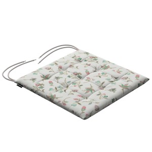 Dekoria Stuhlkissen Ulrich Ecru mit Blumenmuster und Bindebändern, 40x40 cm.