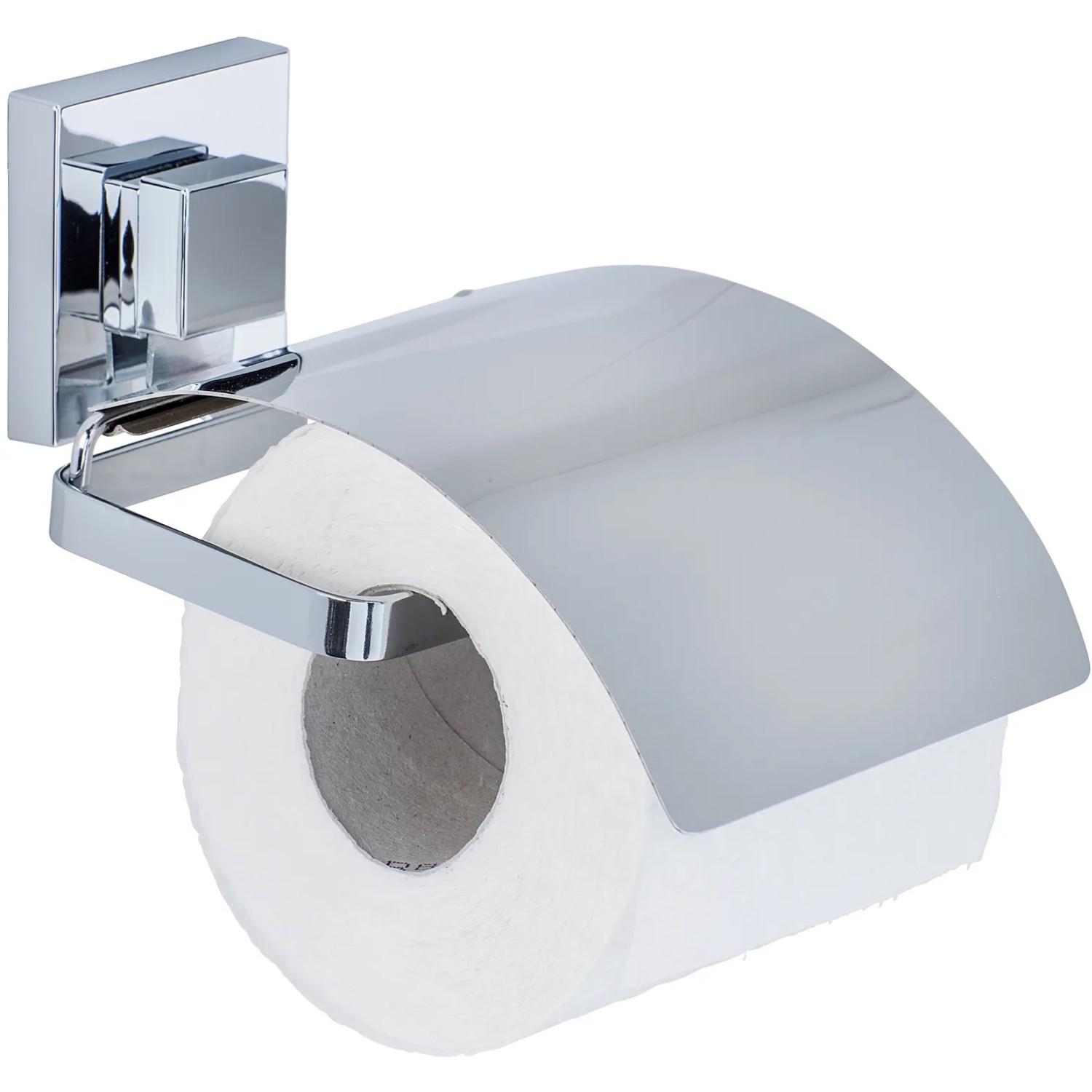 Wenko Toilettenpapierhalter Cover Quadro aus Edelstahl mit Papierrolle.