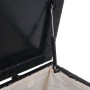 Geöffnete, schwarze Poly-Rattan Kissenbox Premium (170l) mit Hydraulik und Innenbezug.