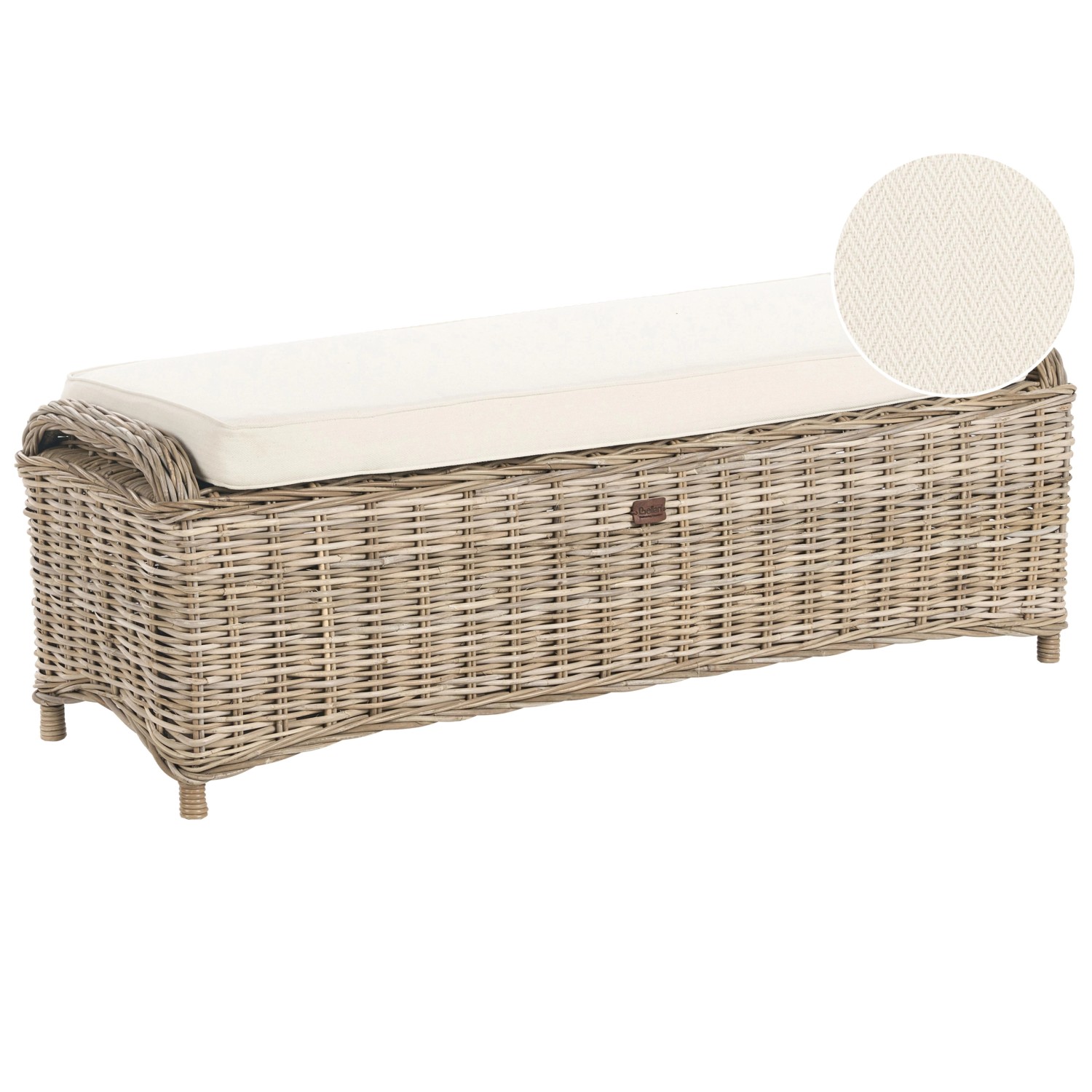 Beliani Gartenbank Naturfarben Weiss 47x140x49
