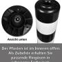 UvV Absperrpfosten Ecoline, 100cm, schwarz mit Reflexstreifen, Ansicht von oben und unten.