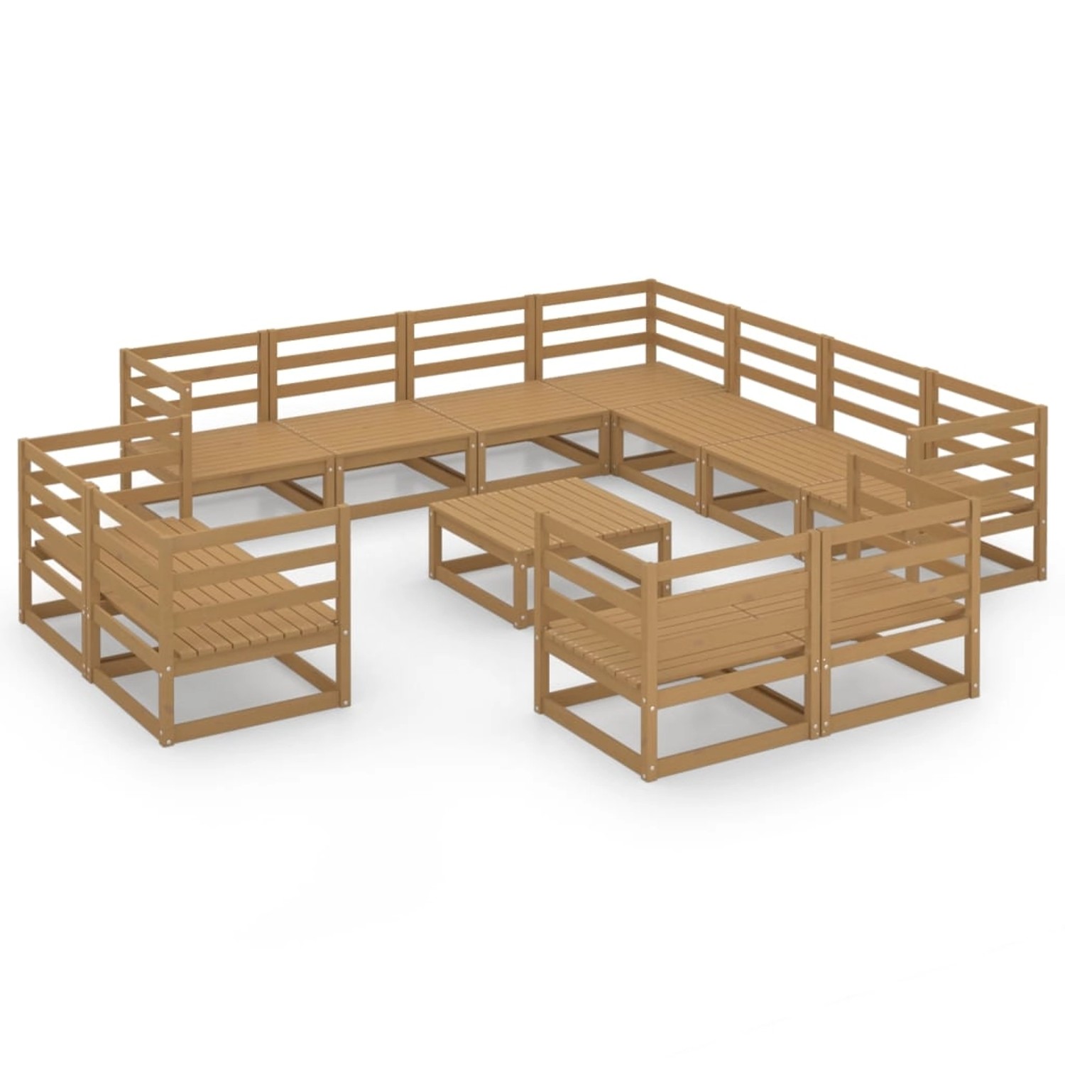 vidaXL 12-tlg Garten-Lounge-Set Honigbraun Massivholz Kiefer Modell 5 günstig online kaufen