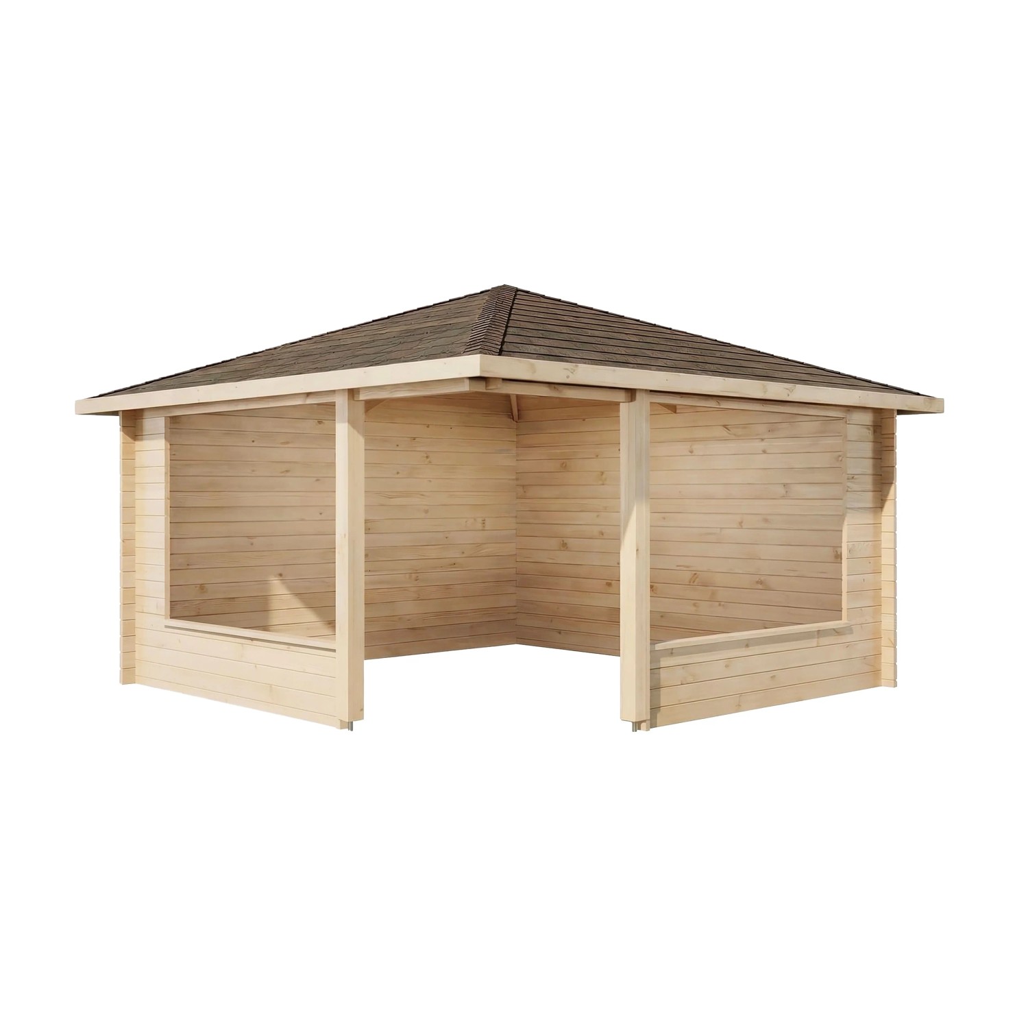Unbehandeltes Alpholz Gartenhaus Maik-40 mit Spitzdach, 425x425 cm.