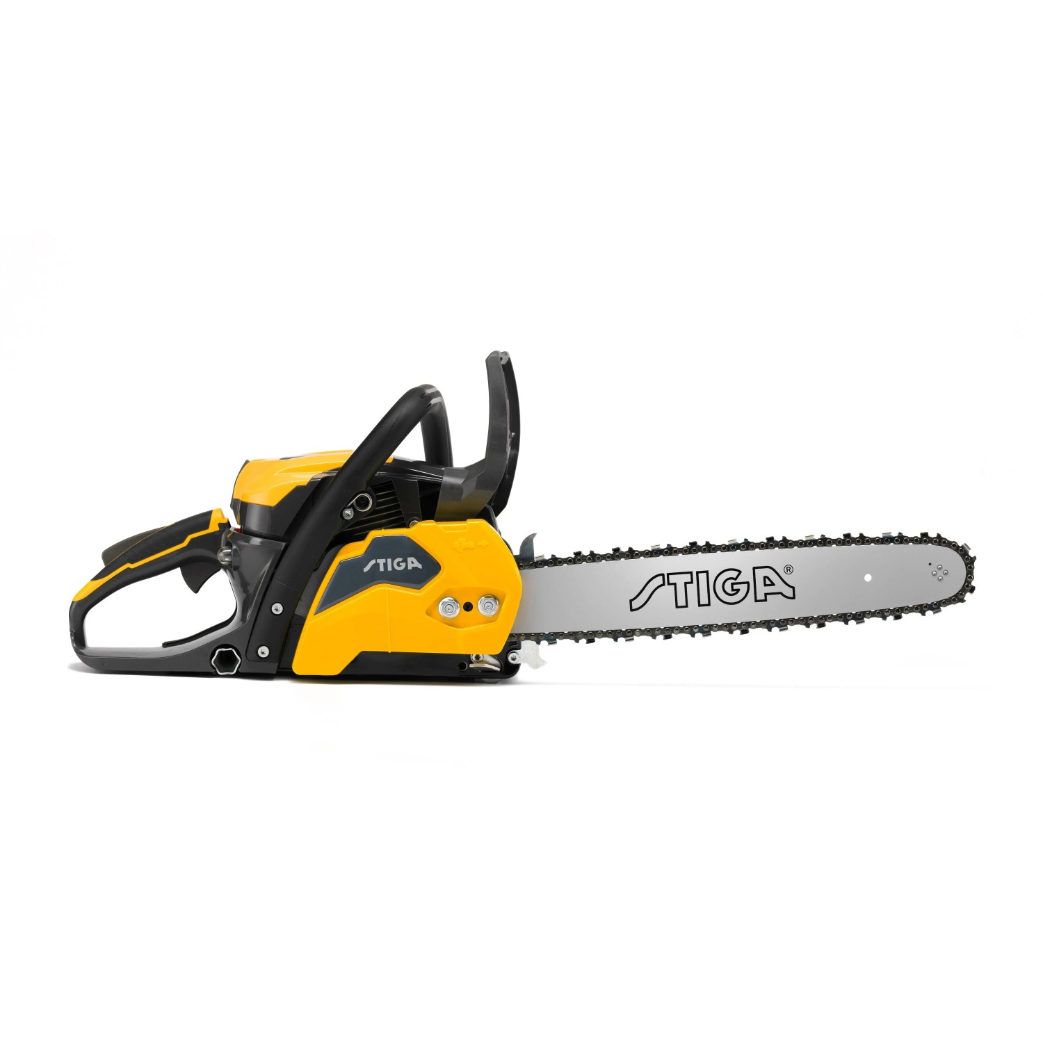 Stiga Benzin-Kettensäge CS 545 in Gelb/Schwarz mit 40 cm Schwert.