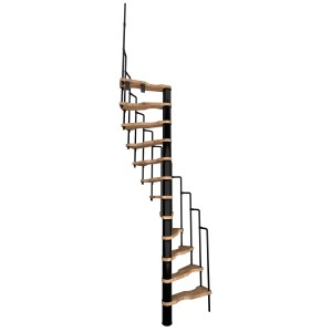 Minka Spindeltreppe Suono, 120x68 cm, Buche/Schwarz, platzsparende Innentreppe für kleine Räume.